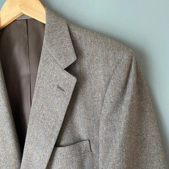 Vintage NORDSTROM 2 PIECE Men's 42 Trousers Sports Coat Wool Herringbone Classic - Picture 8 of 16